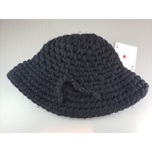 Lord and Taylor Floppy Knit Hat - Black